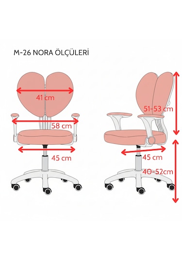 Drift Nora Çocuk Çalışma Sandalyesi Pembe