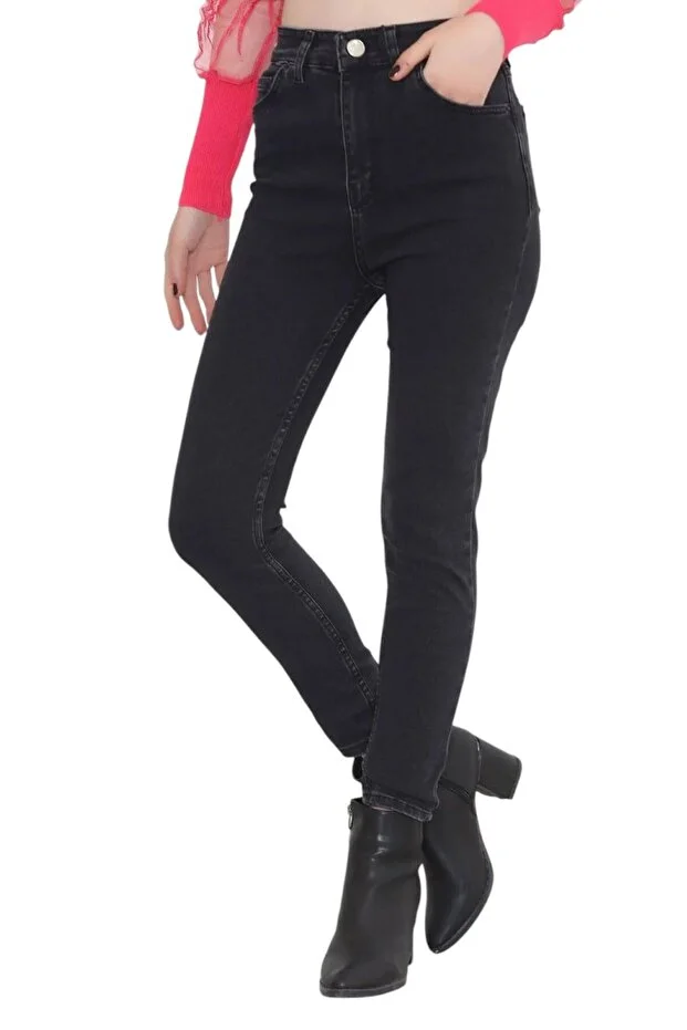 Dar Paça Füme Kot Pantalon Füme