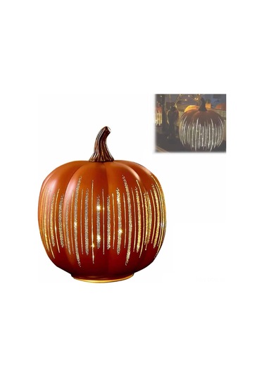 Qingmipy Turuncu Cam Işıklı Kürdan Figürü, Zamanlayıcı Ve Dahili Pil İle, 17x15x15 Cm, Reçine Malzeme, Tekli Dekoratif Alet