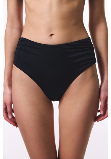 Penti Siyah High Shirred Bikini Altı