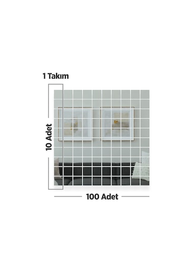 Dekoratif Mozaik Ayna Kare 4mm Düz Ayna 100 Adet 5cm X 5cm