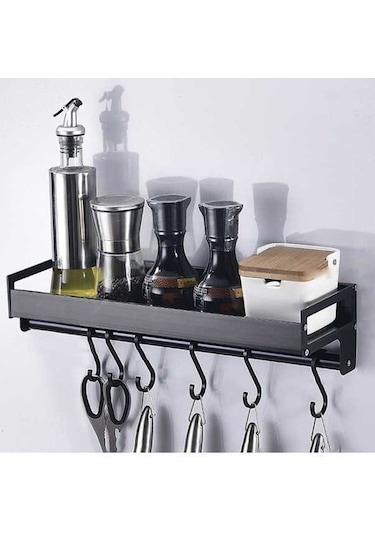 Dancemonkey Mutfak Çok Fonksiyonlu Duvar Asılı Tutucu Depolama Rafı, Küçük Mutfaklara Özel Siyah