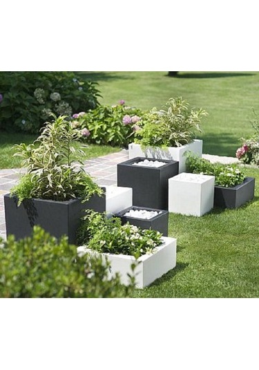 Mofiba Fiberglass Saksı Kare 35cm 35cm 35h Cm Siyah