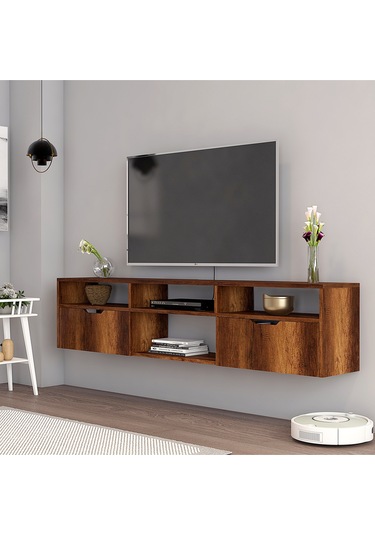Devran 2 Kapaklı Raflı Duvara Monte Tv Ünitesi - Barok Bej