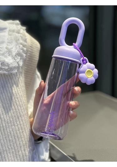 Jian Fan Petal Açık Plastik Su Bardağı Büyük Kapasiteli Taşınabiler Bardak - Mor Mor