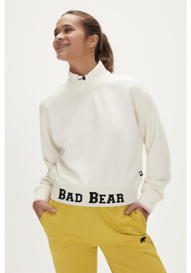 Bad Bear Zoe Half-zip Marshmallow Beyaz Yarım Fermuarlı Kadın Sweatshirt-beyaz Beyaz