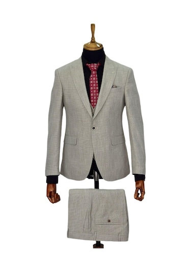 Erkek Bej Rengi Regular Fit Takım Elbise Bgl-St03823 001