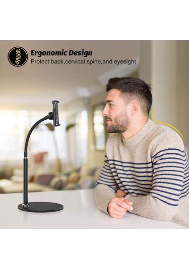Cbtx Esnek Gooseneck Telefon Tutucu Standı 360 Derece Dönen Masaüstü Telefon Braketi - Siyah