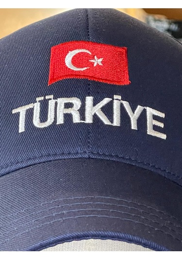 Türkiye Bayrak Nakışlı Pamuklu Unisex Cap Şapka Lacivert