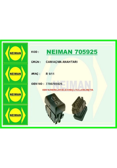 Csmtex Cam Açma Anahtarı Renault R9-r11 Tekli 5 Pin Çok Renkli