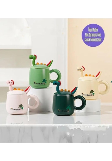 Dinozor Figürlü Seramik Kupa-460 Çok Renkli