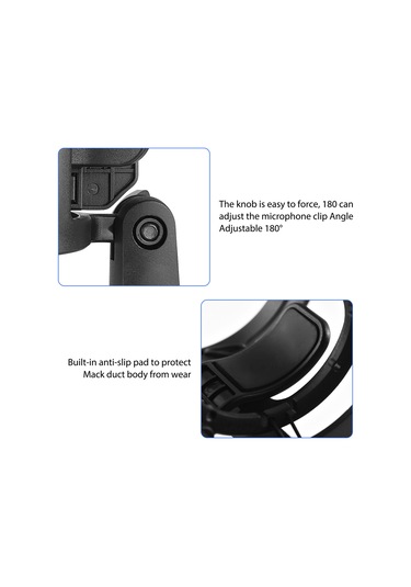 Ranyeek Plastik Mikrofon Şok Montajı - 180 Derece Açı Ayarlı, 5/8 Ve 3/8 Arayüzlü, En Fazla 73mm Çaplı Mikrofonlar İçin