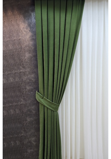 Mosso Fon Perde Düz Renk Yeşil