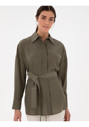 Pierre Cardin Kadın Haki Gömlek Desenli 50306501-vr027 Haki