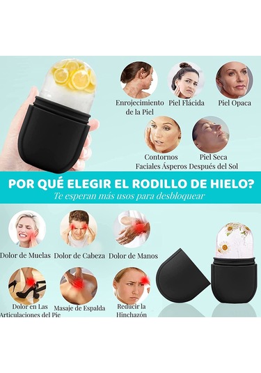 Lemestar Silikon Yüz Buz Kalıbı - Cilt Parlaklığı, Pori Küçültme, Yuvarlanabilir Uç İle Gönüllü Masaj - Siyah Çok Renkli