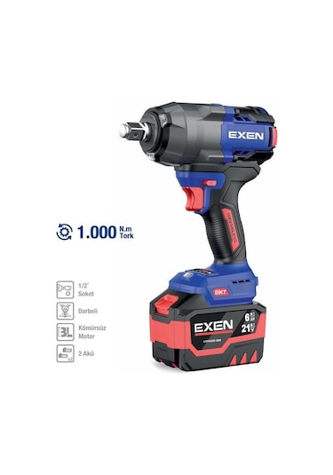 Exen EN 286 SM 21V 6AH 1000 NM Kömürsüz Şarjlı Somun Sökme Makinesi