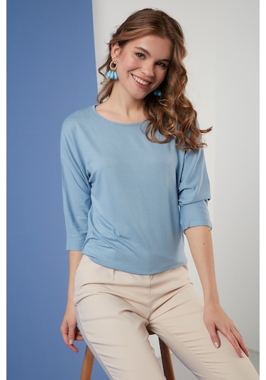 Lela Bisiklet Yaka Truvakar Kol Bayan Bluz 5861416Y Bebe Mavi