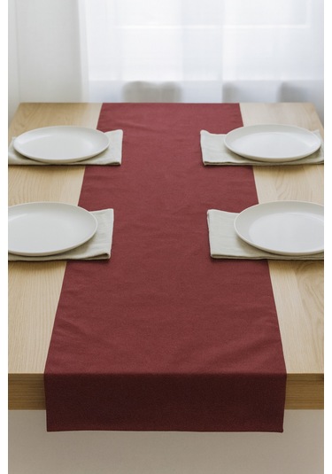 Bordo Şık Masa Runnerı 50x150 Cm Modern Ve Zarif Masa Örtüsü Runner Bordo