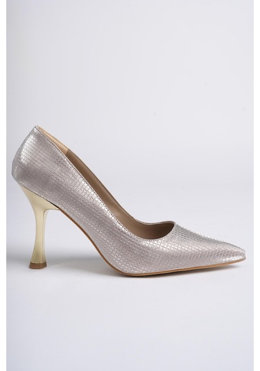 Muggo Yowel Garantili Sivri Burun Kadın Topuklu Stiletto Ayakkabı Rose Pudra