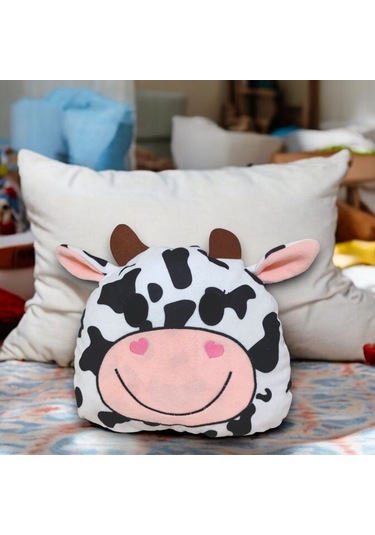 Peluş Yumuşak Oyuncak Ve Yastık - Sevimli Oda Dekoru Ve Uyku Arkadaşı Yıkanabilir İnek Joa
