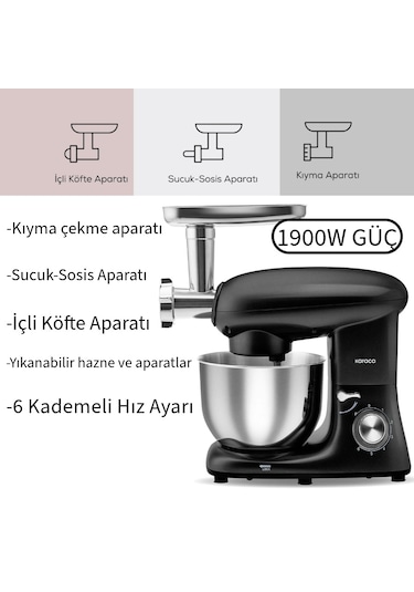 Karaca Multichef Stand Mikser Shiny Black Mutfak Şefi 1900w 5,5 L