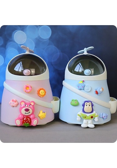 Novahub Dayanıklı Pembe Kar Beyaz Kapaklı Çöp Kutusu - Pamuk Prenses Tasarımı Pembe