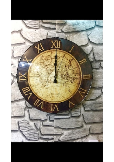 36 Cm. Gerçek Bombe Camlı Dekoratif Duvar Saati (466633453) Bej - Kahverengi