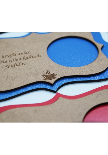 Ahşap Mdf Lazer Kesim Renkli Kahverengi 6 Lı Kahve Fincan Atlığı, Bardak Altlığı, Sunum Açık Kahverengi