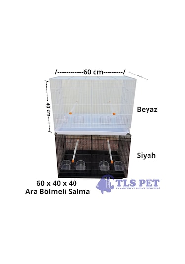 Tlspet İthal Ara Bölmeli Salma Çifthane Kafes 60x40x40 Cm