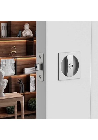 Nayomiglow Yatak/banyo Cep Kapı Kilidi, Saten Nikel Çağdaş Gizlilik Kare Cep Kapı Donanımı, Sürgülü Cep Kapı Mandalı