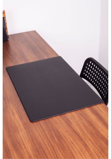Turgut Office Deri Masa Sümeni Düz Siyah Kenar Korumalı 60 x 40 CM