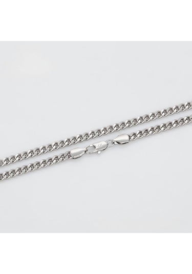 Platin Kaplama Klasik Gurmet Zincir Kolye / 55 Cm Silver