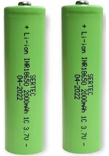 Sertec 18650 3.7V 2000 mAh 1C Li-ion Başlıklı Şarj Edilebilir Pil 2'li