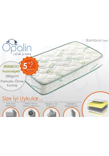 Uzunbebe 90X190 Tek Kişilik Opalin Bamboo 90X190 Ortopedik Yaylı Yatak (182363701)
