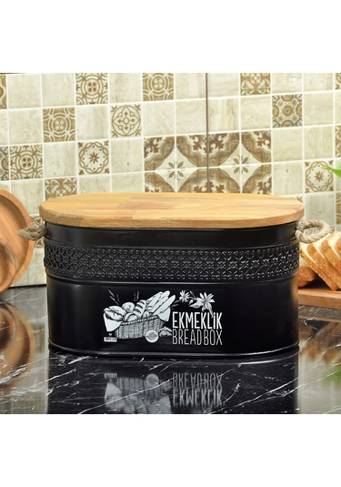 Ferforje Ahşap Kapaklı Kesme Tahtalı Ekmeklik Beyaz