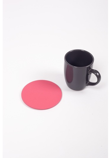 Pembe Oval Deri Bardak Altlığı 3 Adet Pembe
