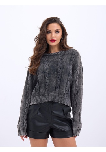 43331 Triko Saç Örgü Kazak-antrasit S