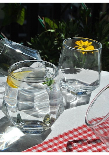 7 Parça Cam Bardak Ve Kapaklı Sürahi Seti 1,2 Lt Su Şişe