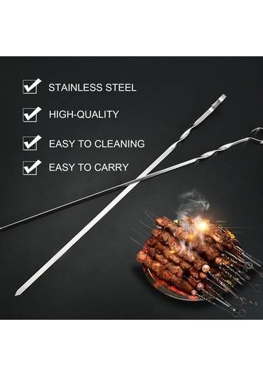 Jeemson 6 Adet Çelik Mangal İğnesi, Gıda Seviyesi 304 Paslanmaz Çelik, Nilon Çantalı, Sabit Pişirme, Outdoor Mangal Araçları Çok Renkli
