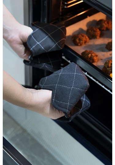 Crab Isıya Dayanıklı Kumaş Fırın Tutacağı Tutacak Modelleri Silikon Değil 1 Adet Tutacak Siyah