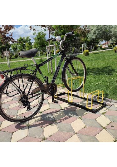 Bisiklet Park Yeri Bisiklet Bağlama Demiri 3'Lü Sarı - Siyah