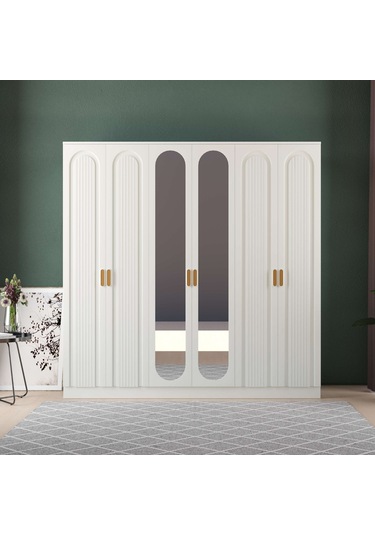 Mila 6 Kapaklı Eko Gardırop - Mdf Kapak Beyaz