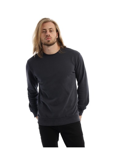 Erkek Bisiklet Yaka 3 İplik Sweat Füme