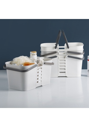 Teltree Büyük Kapasiteli Plastik Banyo Organizer Sepeti - Yüksek Kalın Kenarlar, Su Çıkarma Delikleri, Taşınabilir Kollü, Ev İçi Çeşitli Çeşitli Eşyalar İçin Büyük Beyaz Diğer