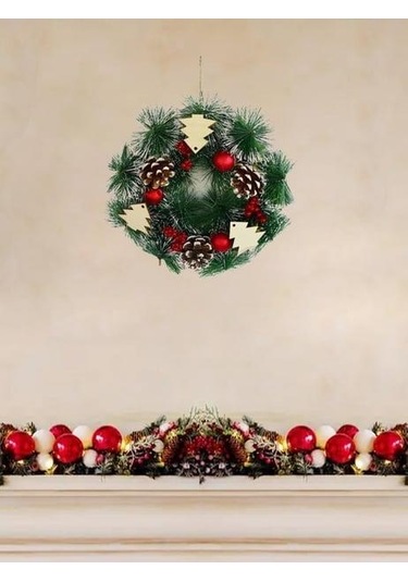 Yılbaşı Kapı Halkası 25 Cm