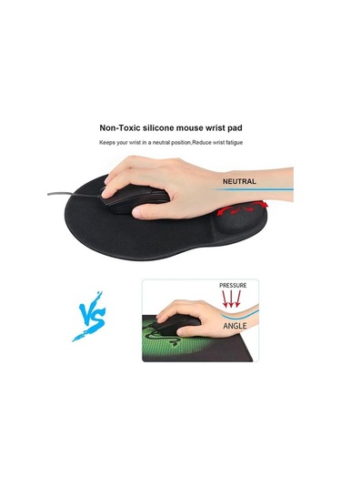 Pazly Bilek Desteği Mouse Pad - Hafızalı Köpük, Ergonomik Tasarım, Siyah