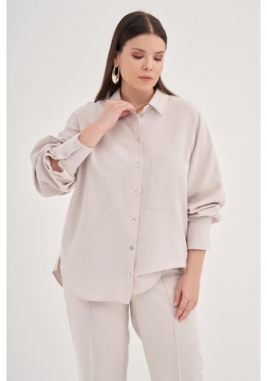 Cepli Keten Gömlek-1814 Taş