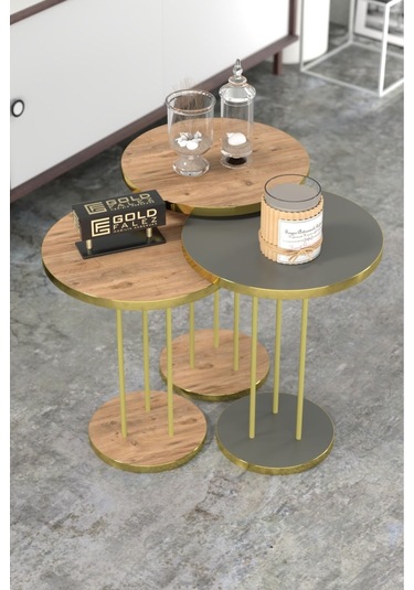 Zigon Sehpa Terra Gold Ceviz Antrasit Trr01