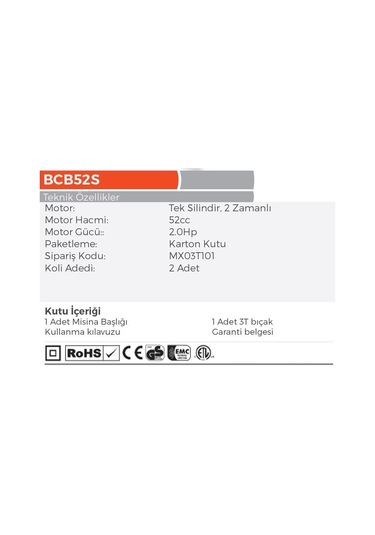 Max Extra BCB52S - Euro V 5 Motor Benzinli Ot Biçme Yan Tırpanı