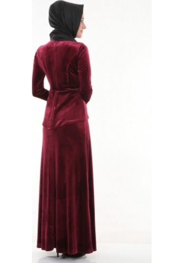 Nidya Moda Büyük Beden Elbise-4044B Bordo